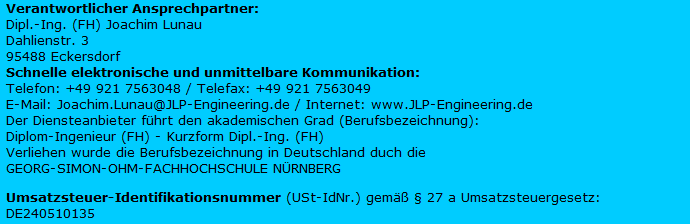 Verantwortlich: J. Lunau, Dahlienstr. 3, 95488 Eckersdorf